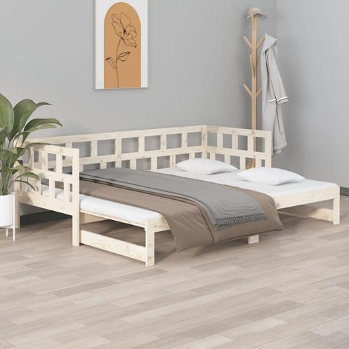 vidaXL Slaapbank uitschuifbaar massief grenenhout 2x(90x200), Huis en Inrichting, Slaapkamer | Bedden, 90 cm, 200 cm, Bruin, Eenpersoons