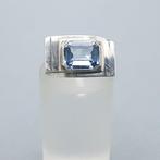 Zilver, Art Deco Tankring - Ring - Blauwe Spinel(Getest!)
