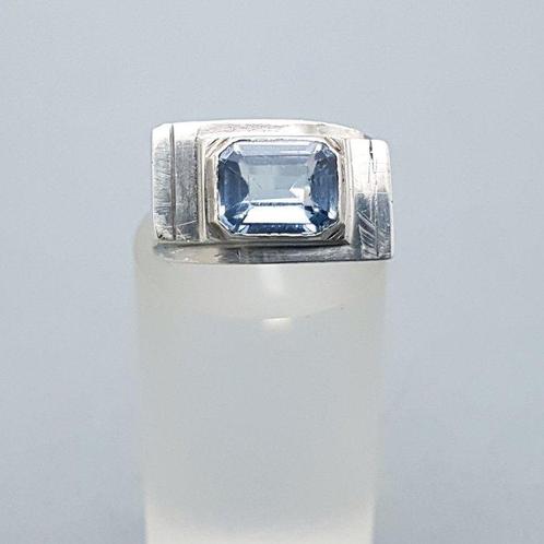 Zilver, Art Deco Tankring - Ring - Blauwe Spinel(Getest!), Antiek en Kunst, Kunst | Designobjecten