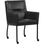 Set van 8 Leren eetkamerstoelen Lucky - Granada Ebony, Huis en Inrichting, Stoelen, Ophalen of Verzenden, Nieuw, Leer