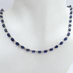 Halsketting Platina - 20.79ct. tw. Saffier - Diamant, Nieuw