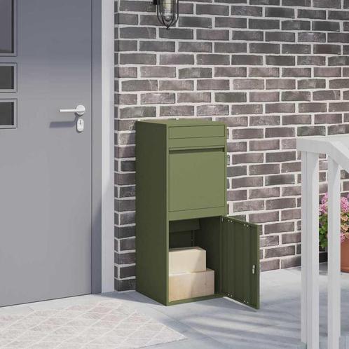 vidaXL Pakket inwerp box Olijfgroen 41 x 38 x 103 cm Staal, Tuin en Terras, Brievenbussen, Nieuw, Verzenden