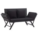 vidaXL Tuinbank met kussens 176 cm poly rattan zwart, Verzenden, Nieuw, Rotan