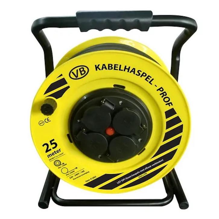 Haspel prof met deksels 4-voudig 3x1.5mm2 + RA - 25 meter, Doe-het-zelf en Verbouw, Elektra en Kabels, Ophalen of Verzenden