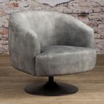 *WOONWINKEL* Tower Living Barga Fluwelen Draaifauteuil Grijs, Huis en Inrichting, Fauteuils, Nieuw, Stof, Verzenden