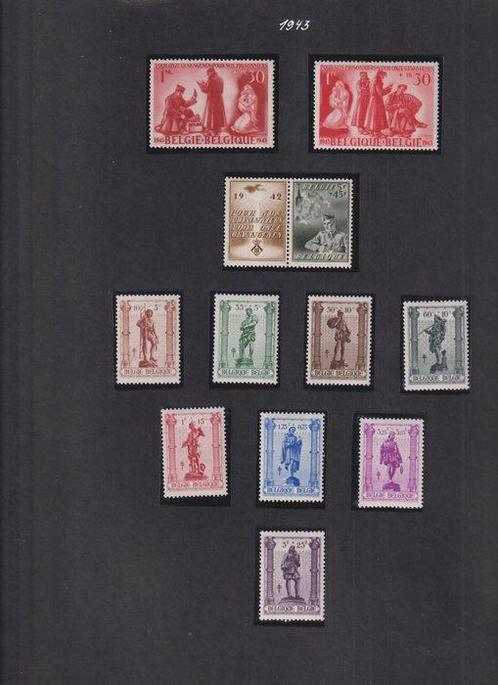 België 1943/1959 - Verzameling op zelfgemaakte bladen., Postzegels en Munten, Postzegels | Europa | België