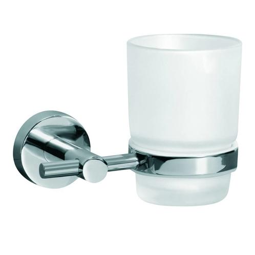 Shiny Bekerhouder Met Mat Glazen Beker Zamak Verchroomd 13, Huis en Inrichting, Badkamer | Badtextiel en Accessoires, Ophalen of Verzenden