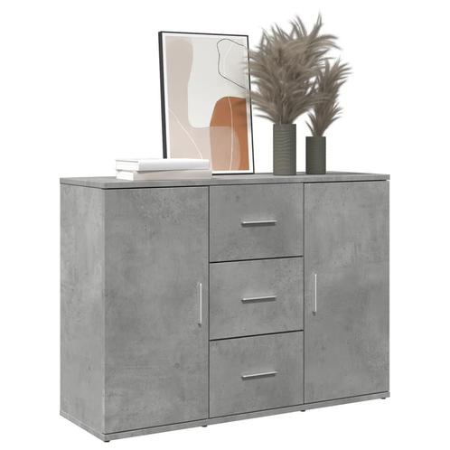 vidaXL Dressoir 90,5x29,5x65 cm bewerkt hout betongrijs, Huis en Inrichting, Kasten | Dressoirs, 25 tot 50 cm, Nieuw, 50 tot 100 cm