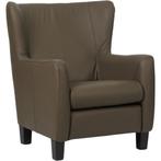 Leren fauteuil Hug - Toledo Moss (bruin/groen) - Poten hout, Huis en Inrichting, Fauteuils, Nieuw, Ophalen of Verzenden, 75 tot 100 cm