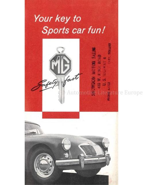1957 MG MGA BROCHURE ENGELS (USA), Boeken, Auto's | Folders en Tijdschriften