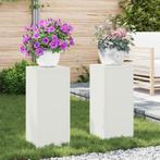 vidaXL Set van 2 Plantenstandaards in het wit, 24x24x55 cm,, Verzenden, Nieuw