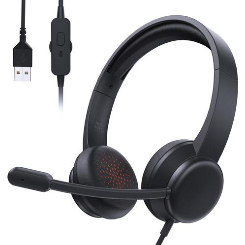 syndesmos USB Headset Microphone Stereo Headset voor pc, Hoo, Computers en Software, Headsets, Nieuw, Verzenden