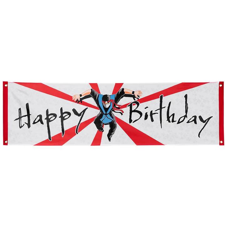 Ninja Banner Happy Birthday, Hobby en Vrije tijd, Feestartikelen, Nieuw, Verzenden