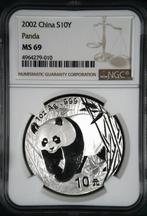 Chinese Panda 1 oz 2002 NGC MS69 gecertificeerd, Postzegels en Munten, Munten | Azië, Oost-Azië, Zilver, Losse munt, Verzenden