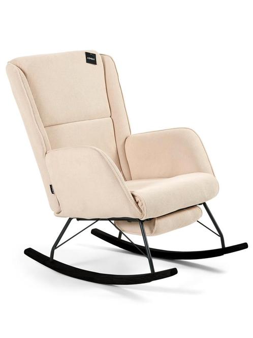 Aemely® Schommelstoel Relax - Beige Ribstof, Zwart Hout, Kinderen en Baby's, Kinderkamer | Tafels en Stoelen, Stoel(en), Nieuw