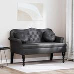 vidaXL Chesterfield Bank met kussen Zwart 120,5 x 65 x 75 cm, Verzenden, Nieuw, Leer, Minder dan 150 cm
