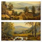 British school (XlX-XX) - A pair of rural landscape views, Antiek en Kunst, Kunst | Schilderijen | Klassiek