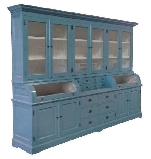 Buffetkast oud blauw XL Bastiaan 300cm, Huis en Inrichting, Kasten | Buffetkasten, Ophalen of Verzenden
