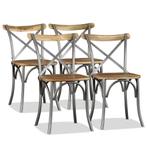 vidaXL Eetkamerstoelen massief mangohout en stalen, Verzenden, Nieuw