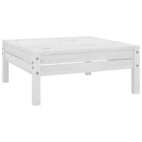 vidaXL Tuinvoetenbank massief grenenhout wit, Tuin en Terras, Tuinsets en Loungesets, Nieuw, Verzenden