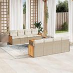 vidaXL 9-delige Loungeset met kussens poly rattan beige, Tuin en Terras, Tuinsets en Loungesets, Verzenden, Nieuw, Rotan, Loungeset
