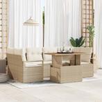 vidaXL Tuin Sofa Set met kussen 7 pcs beige en crèmekleurig, Verzenden, Nieuw, Rotan