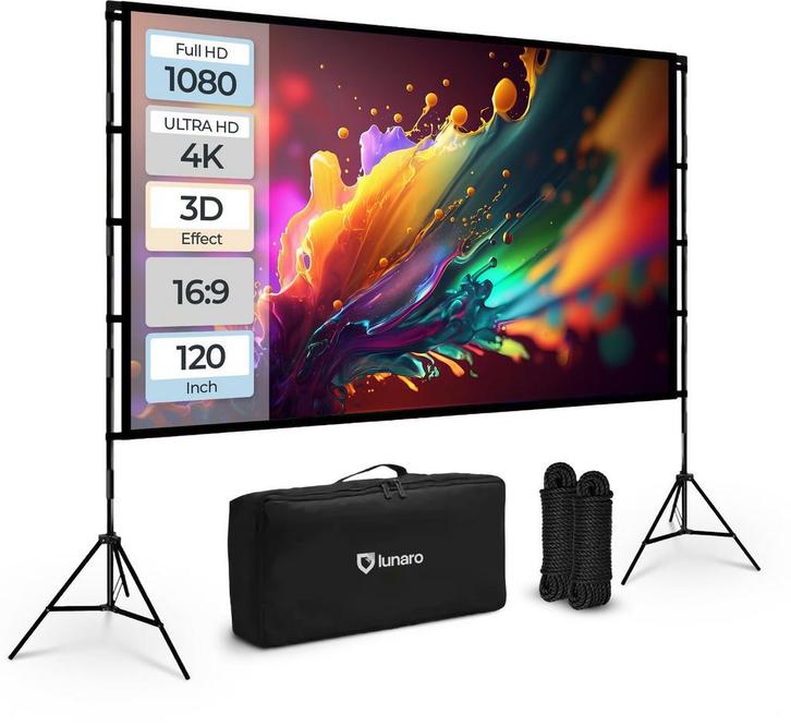 Projectiescherm met Statief 120 Inch  – Lunaro, Audio, Tv en Foto, Overige Audio, Tv en Foto, Zo goed als nieuw, Ophalen of Verzenden