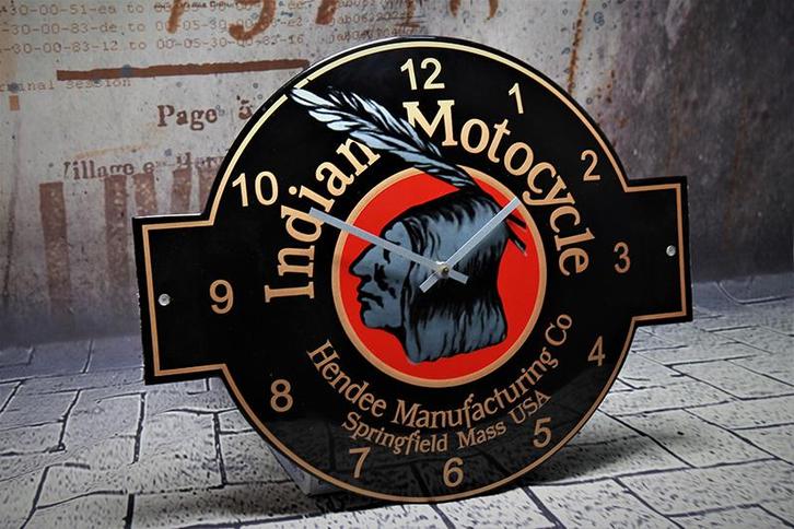 Emaille Klok Indian Motocycle, Verzamelen, Merken en Reclamevoorwerpen, Verzenden