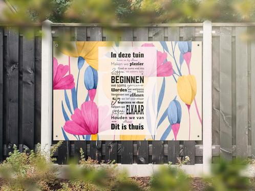 NR 1331: Tuinposter dit is thuis 120x180cm, Tuin en Terras, Tuinwanddecoratie, Nieuw