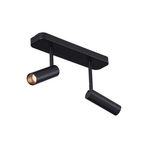 Afgeronde plafondspot zwart GU10 35mm 2-lichts draai- en, Huis en Inrichting, Lampen | Spots, Nieuw, Overige materialen