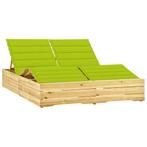 vidaXL Ligbed tweepersoons met heldergroene kussens, Tuin en Terras, Verzenden, Nieuw