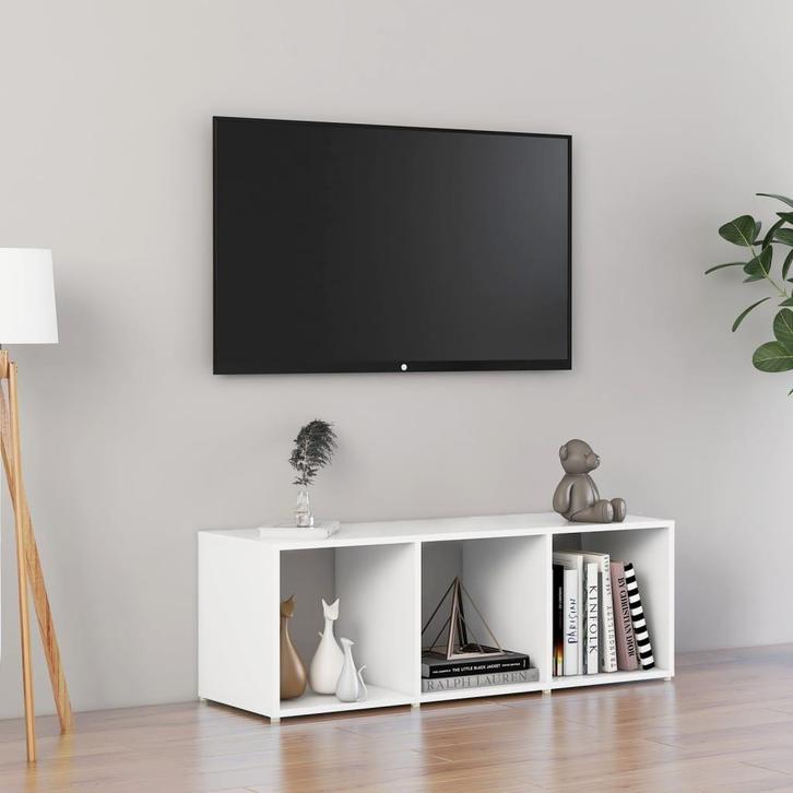vidaXL Tv-meubel 107x35x37 cm bewerkt hout wit, Huis en Inrichting, Kasten | Televisiemeubels, 25 tot 50 cm, Nieuw, Overige houtsoorten