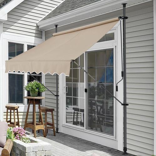 Klem zonwering luifel uitschuifbaar zandkleurig 150x120 cm, Tuin en Terras, Zonneschermen, Nieuw, Verzenden