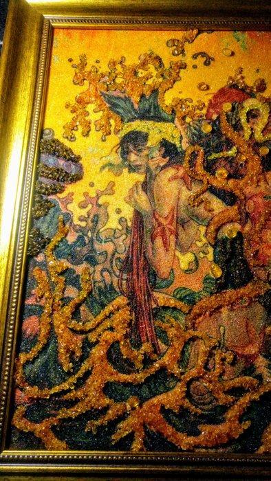 Grote Baltische barnsteen afbeelding - Erotisch James Jean -, Antiek en Kunst, Curiosa en Brocante