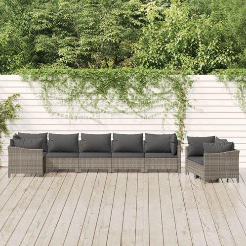 vidaXL 8-delige Loungeset met kussens poly rattan grijs, Tuin en Terras, Tuinsets en Loungesets, Loungeset, Nieuw, Rotan, Verzenden