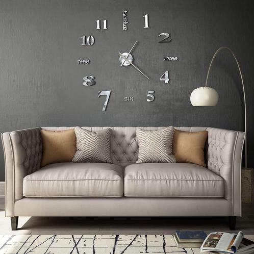 vidaXL 3D-wandklok 100 cm XXL modern zilverkleurig, Huis en Inrichting, Woonaccessoires | Klokken, Nieuw, Verzenden