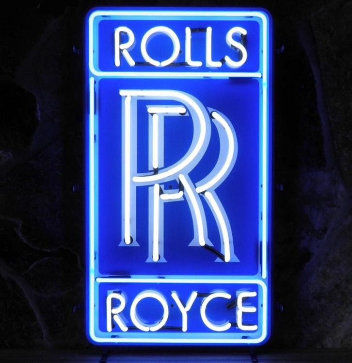 Rolls-Royce Logo Neon Verlichting Met Achterplaat 49 x 85 cm, Auto-onderdelen, Verlichting, Ophalen