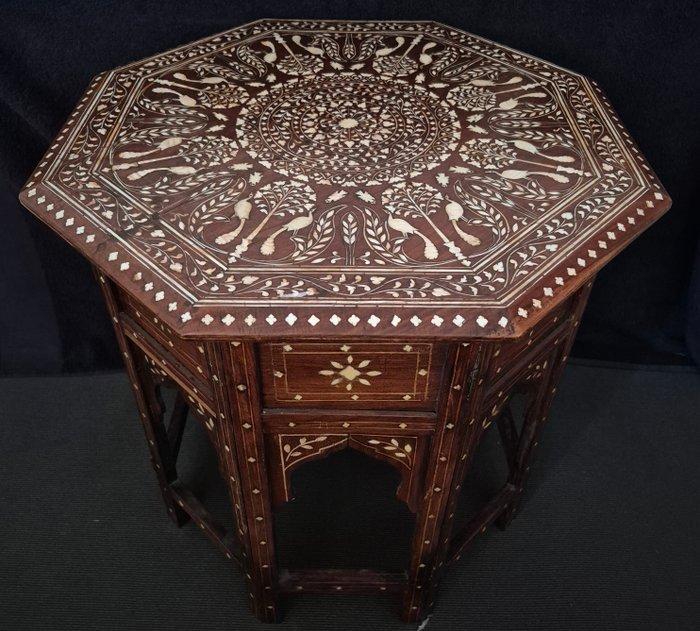 Octagonale ingelegde bot vouwtafel - Been, Hout - India -, Antiek en Kunst, Kunst | Niet-Westerse kunst