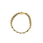 18 Krt. Gouden bismarck schakel armband met diamant; 0,4..., Gebruikt, Overige kleuren, Ophalen of Verzenden, Met edelsteen