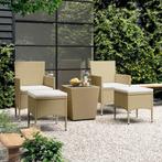 vidaXL 5-delige Bistroset poly rattan en gehard glas beige, Tuin en Terras, Tuinsets en Loungesets, Verzenden, Nieuw, Rotan