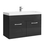 Badkamermeubel Set Paso 01 80 x 40 cm Zwart Badmeubel, Verzenden, Nieuw, Wastafelkast