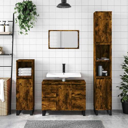 vidaXL Badkamerkast 80x33x60 cm bewerkt hout gerookt, Huis en Inrichting, Tafels | Kaptafels, Nieuw, Verzenden