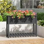 vidaXL Plantenbak met schap 111,5x34,5x81 cm massief, Verzenden, Nieuw, Hout, 60 cm of meer