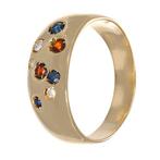 Ring - 18 karaat Geel goud, Zaffieren - Robijnen - Diamanten, Sieraden, Tassen en Uiterlijk, Ringen, Nieuw