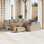 vidaXL 13-delige tuinset met kussens in beige poly rattan en, Tuin en Terras, Verzenden, Nieuw, Rotan, Tuinset