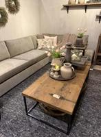 Stoere landelijke salontafel op stalen frame, Landelijk stoer sober, 100 tot 150 cm, Nieuw, Minder dan 50 cm