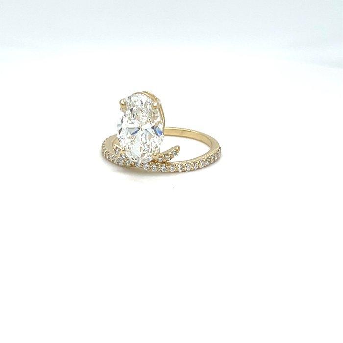 Ring - 14 karaat Geel goud - 3.30ct. tw. Diamant (Lab-grown), Sieraden, Tassen en Uiterlijk, Ringen