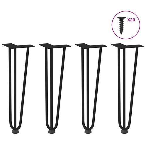 vidaXL Haarspeld tafelpoten 4 st 42 cm massief staal zwart, Huis en Inrichting, Tafelonderdelen, Nieuw, Verzenden