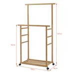 [en.casa] Bamboe kledingrek Ilmajok op wielen 147x70x36 cm h, Verzenden, Nieuw
