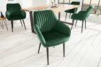 Elegante armleuningstoel TURIJN smaragdgroen fluweel met, Huis en Inrichting, Stoelen, Ophalen of Verzenden, Nieuw
